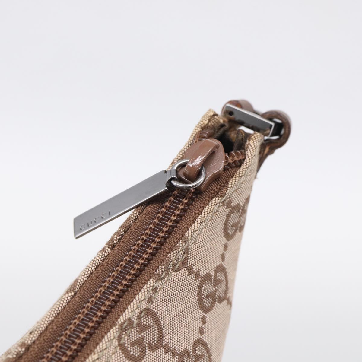GUCCI GG Canvas Hand Bag Beige Silver 005 0813 Auth ep17109