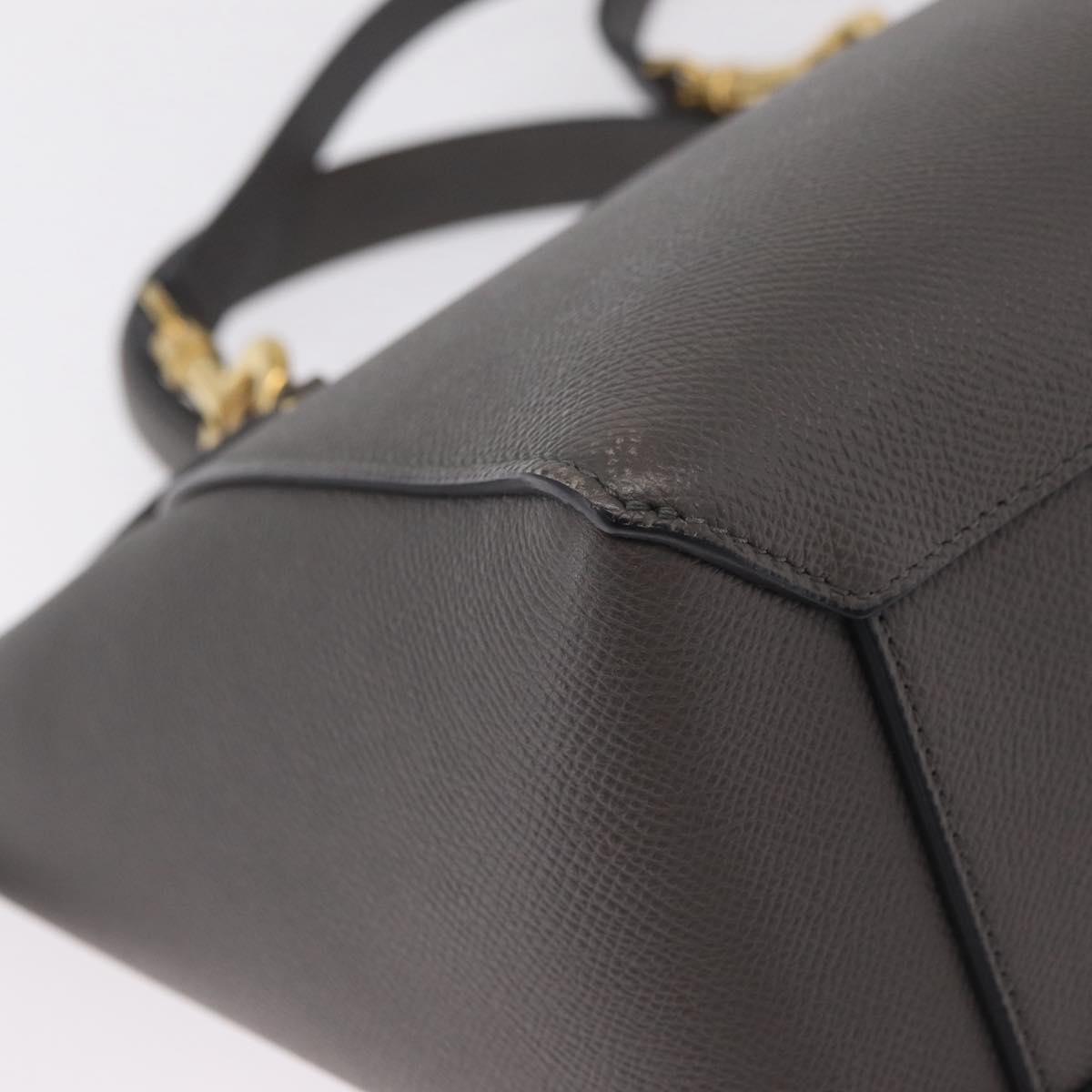CELINE Micro Belt Hand Bag Leather 2way Gray Gold Auth ep17126V