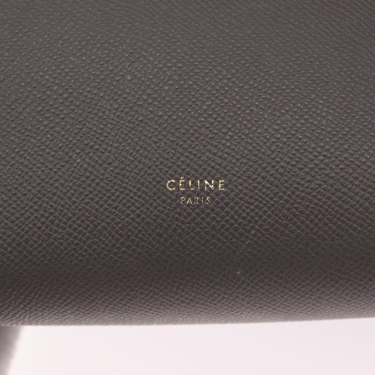 CELINE Micro Belt Hand Bag Leather 2way Gray Gold Auth ep17126V