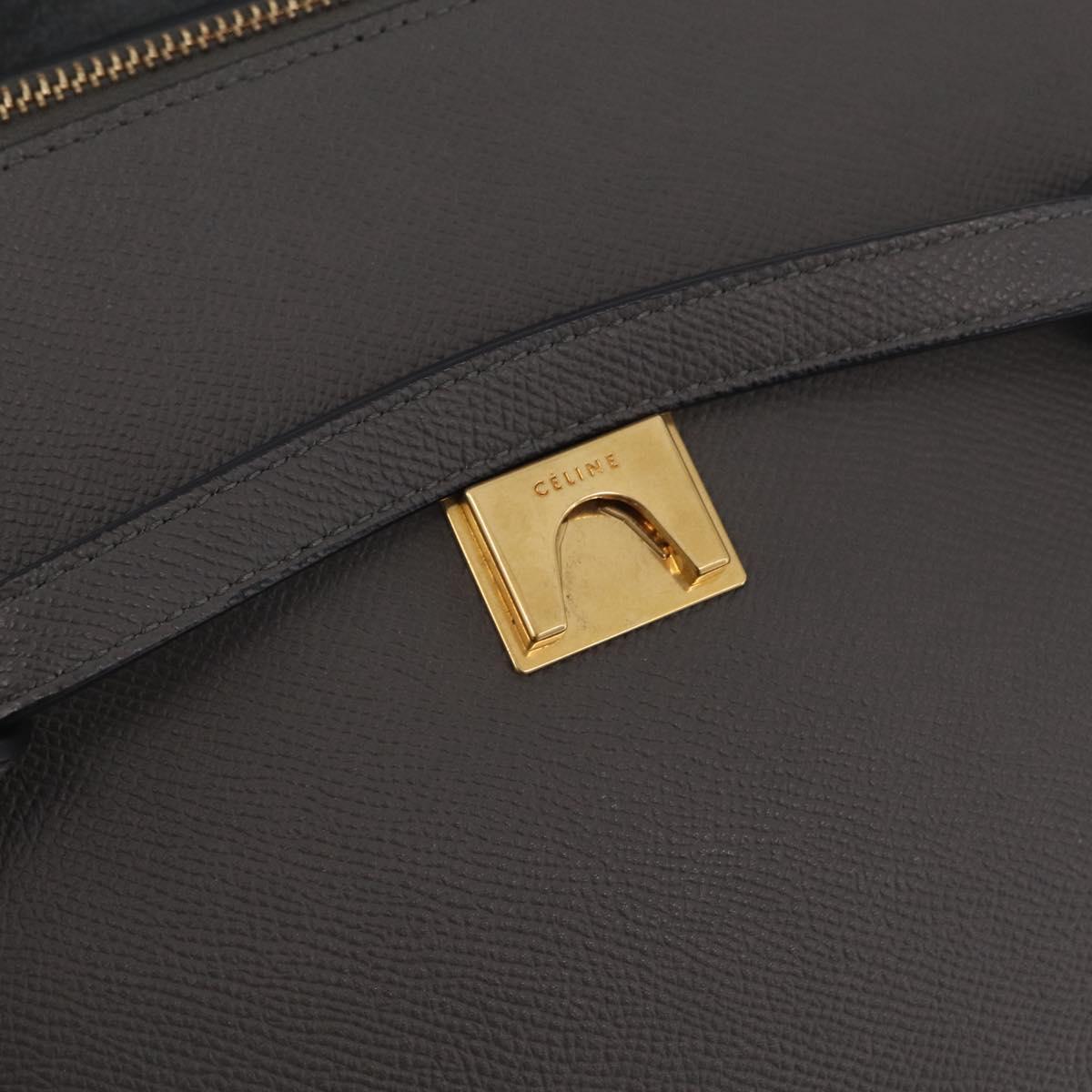 CELINE Micro Belt Hand Bag Leather 2way Gray Gold Auth ep17126V