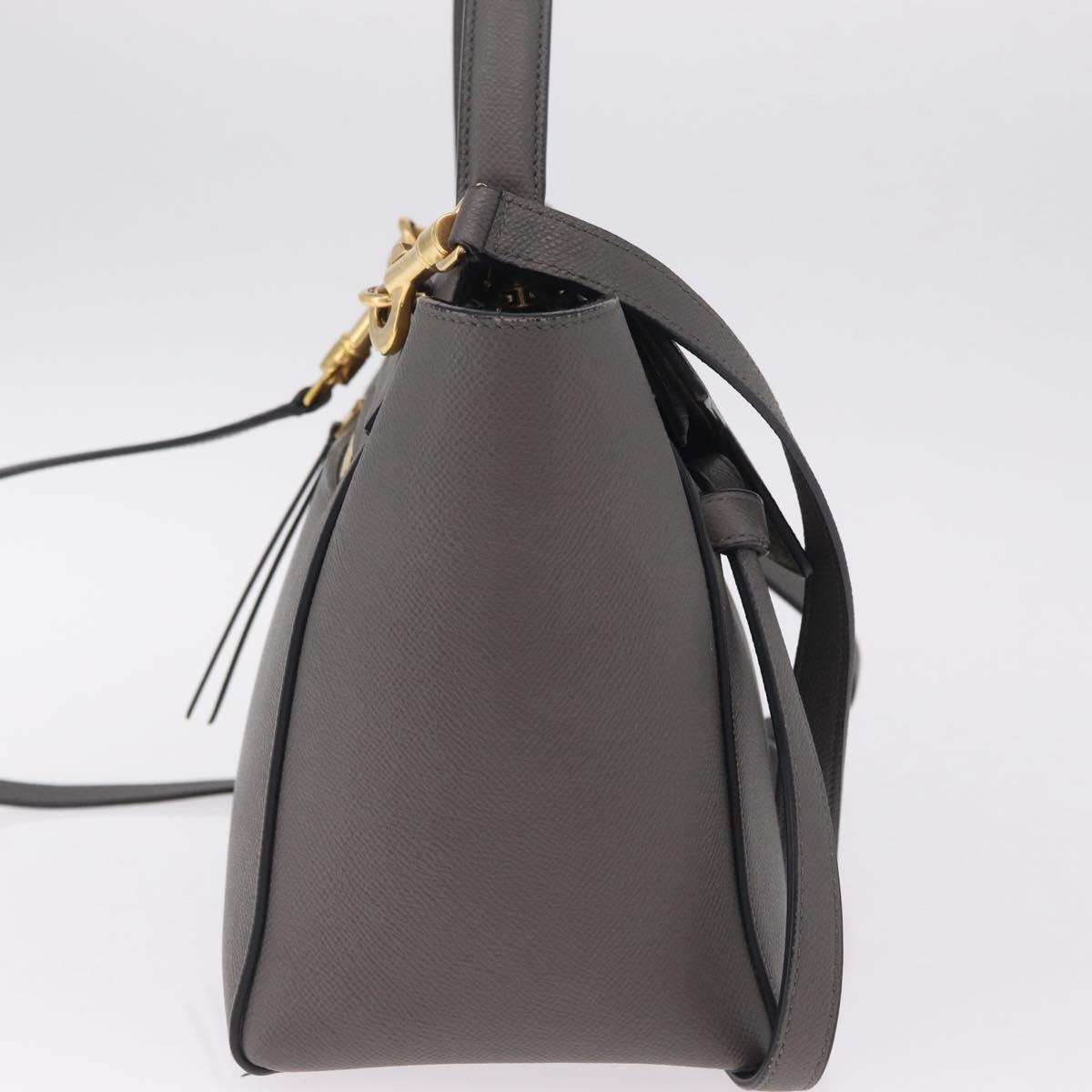CELINE Micro Belt Hand Bag Leather 2way Gray Gold Auth ep17126V