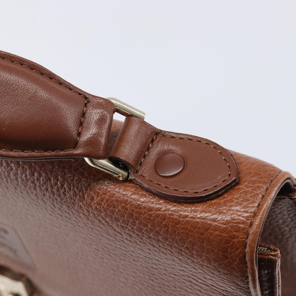 Burberrys Hand Bag Leather Brown Gold Auth ep17148