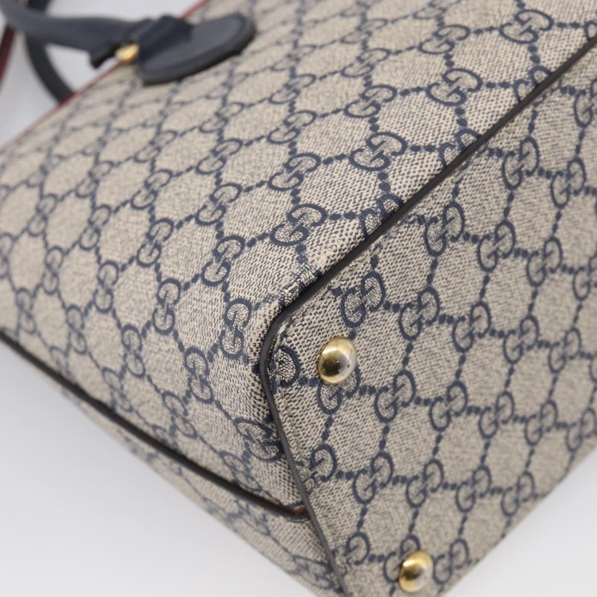 GUCCI GG Supreme Hand Bag PVC 2way Navy Gold 409534 Auth ep17157V