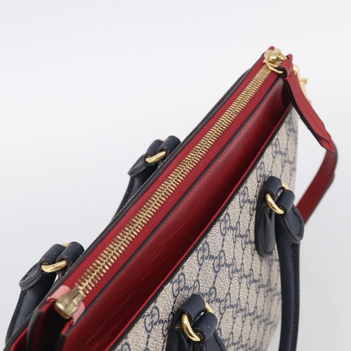 GUCCI GG Supreme Hand Bag PVC 2way Navy Gold 409534 Auth ep17157V