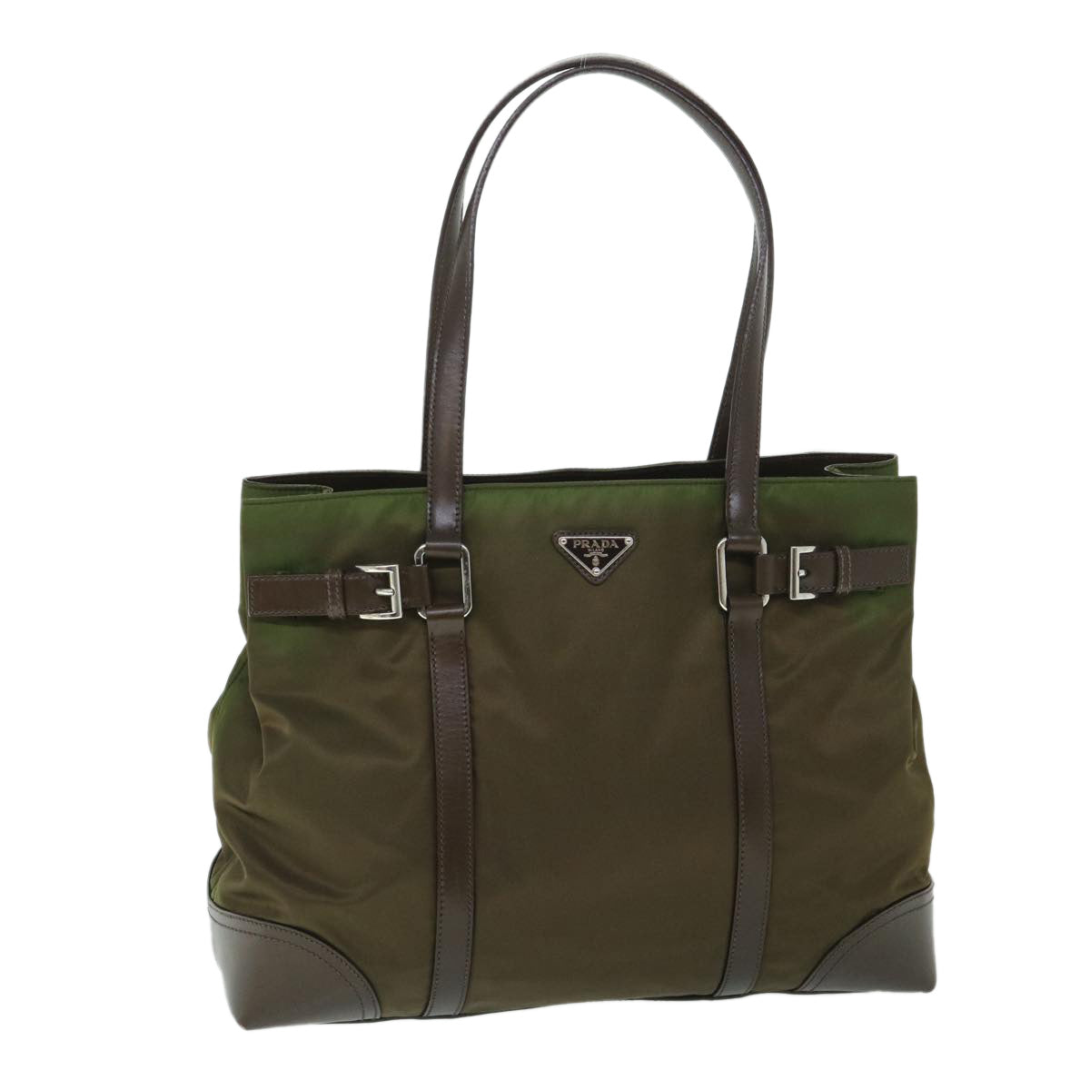 PRADA Shoulder Bag Nylon Leather Green Auth ep1747