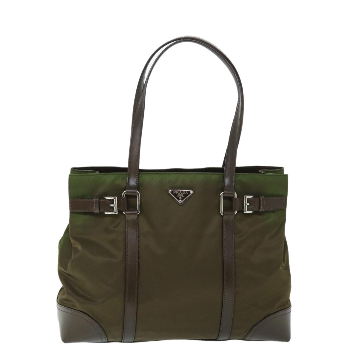 PRADA Shoulder Bag Nylon Leather Green Auth ep1747