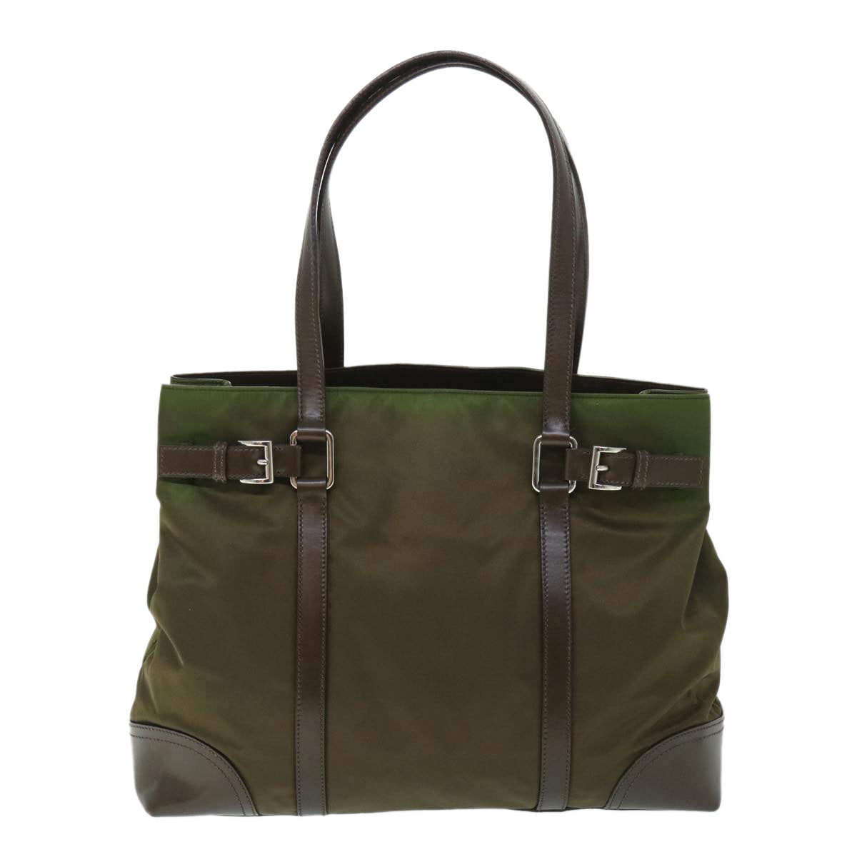 PRADA Shoulder Bag Nylon Leather Green Auth ep1747
