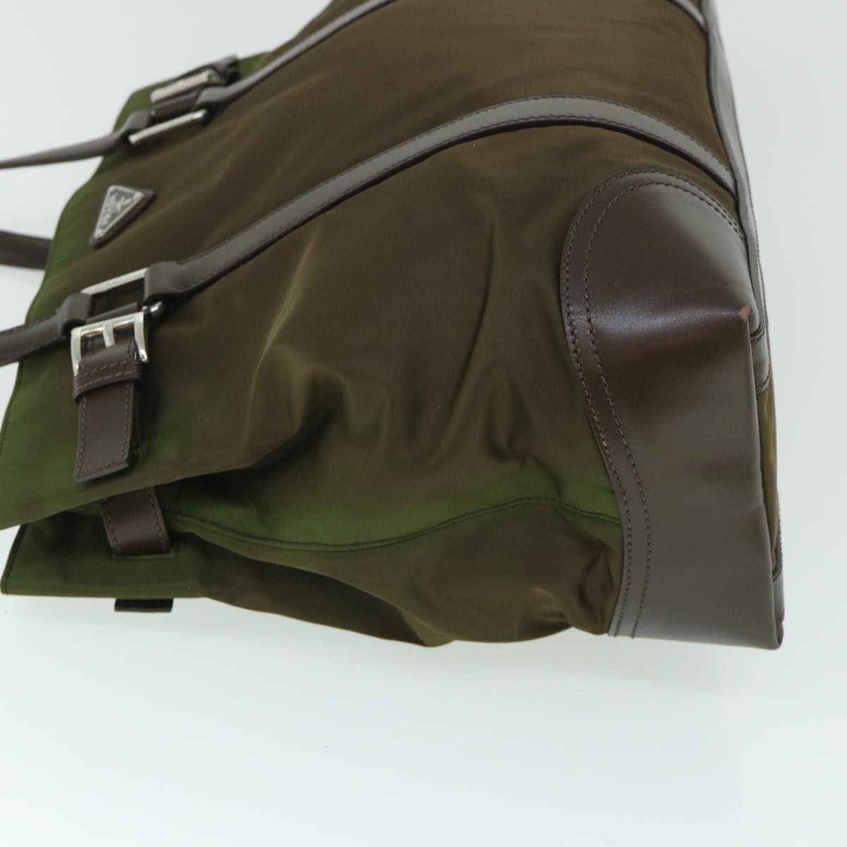 PRADA Shoulder Bag Nylon Leather Green Auth ep1747