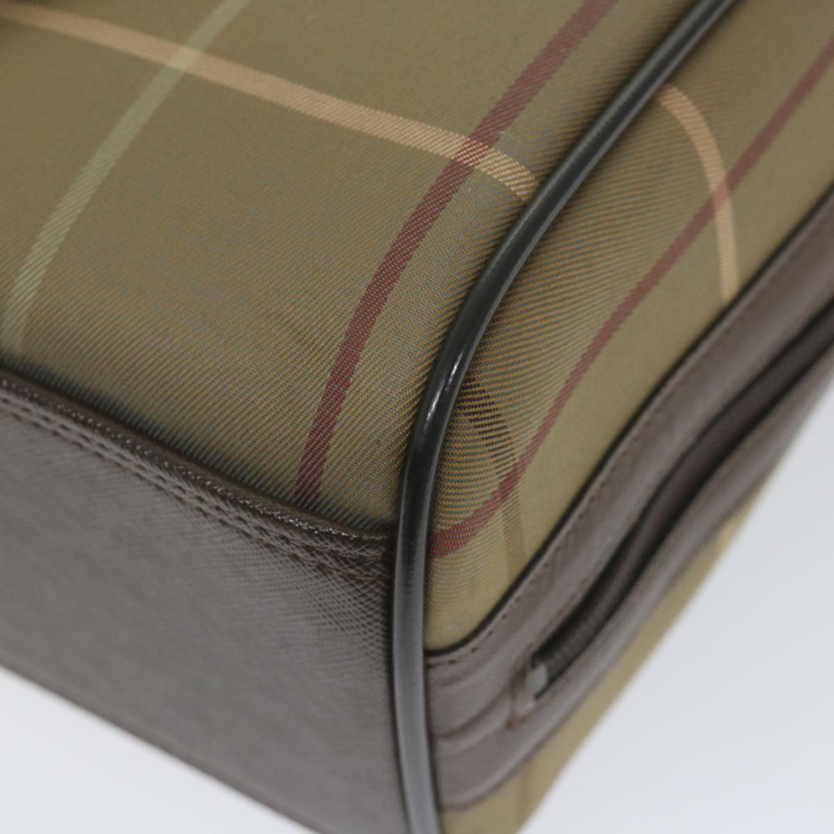 Burberrys Nova Check Boston Bag Nylon Canvas Brown Auth ep2180