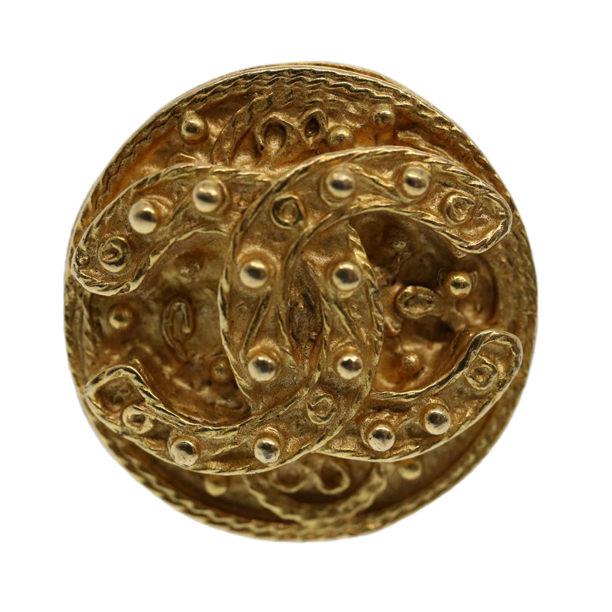 CHANEL Earring Gold Tone CC Auth ep2559