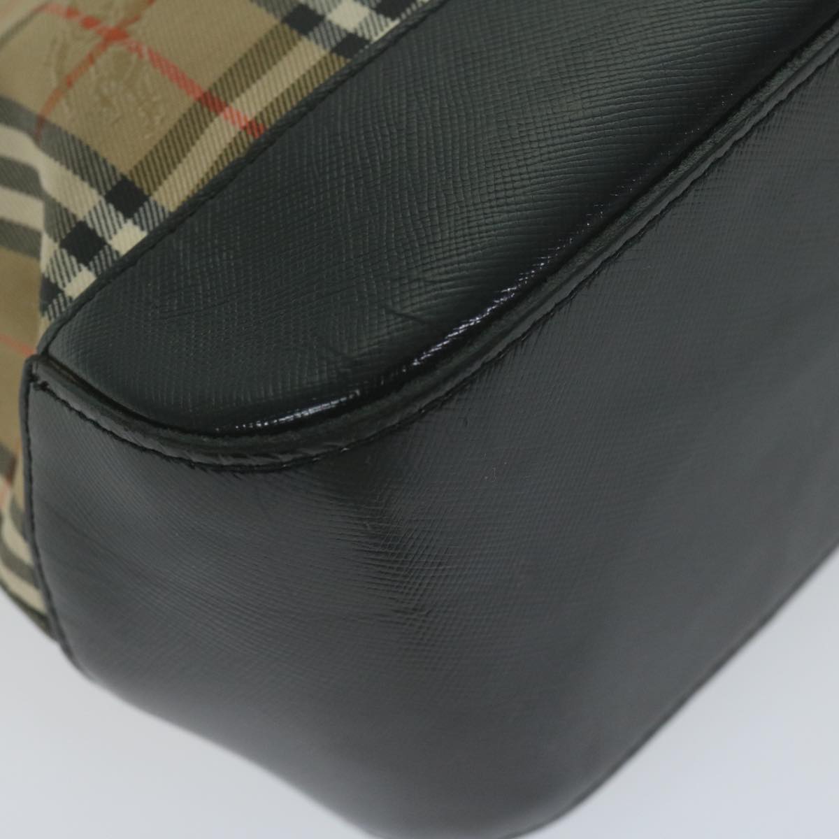Burberrys Nova Check Hand Bag Canvas Beige Auth ep3023