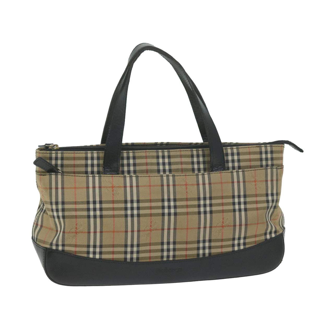 Burberrys Nova Check Hand Bag Canvas Beige Auth ep3023