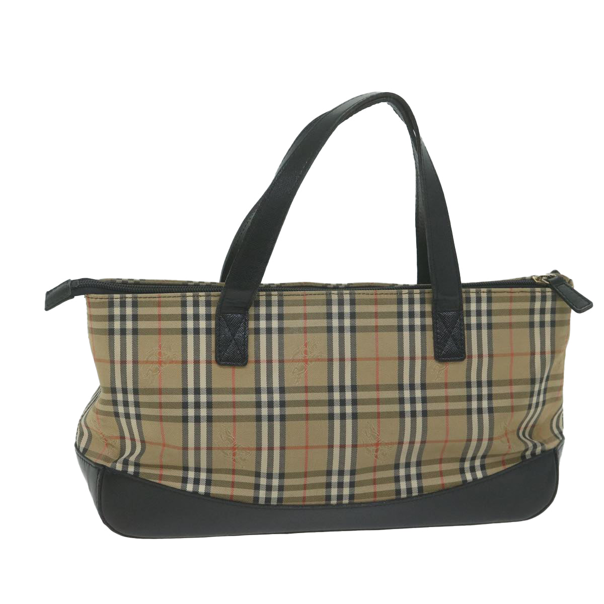 Burberrys Nova Check Hand Bag Canvas Beige Auth ep3023