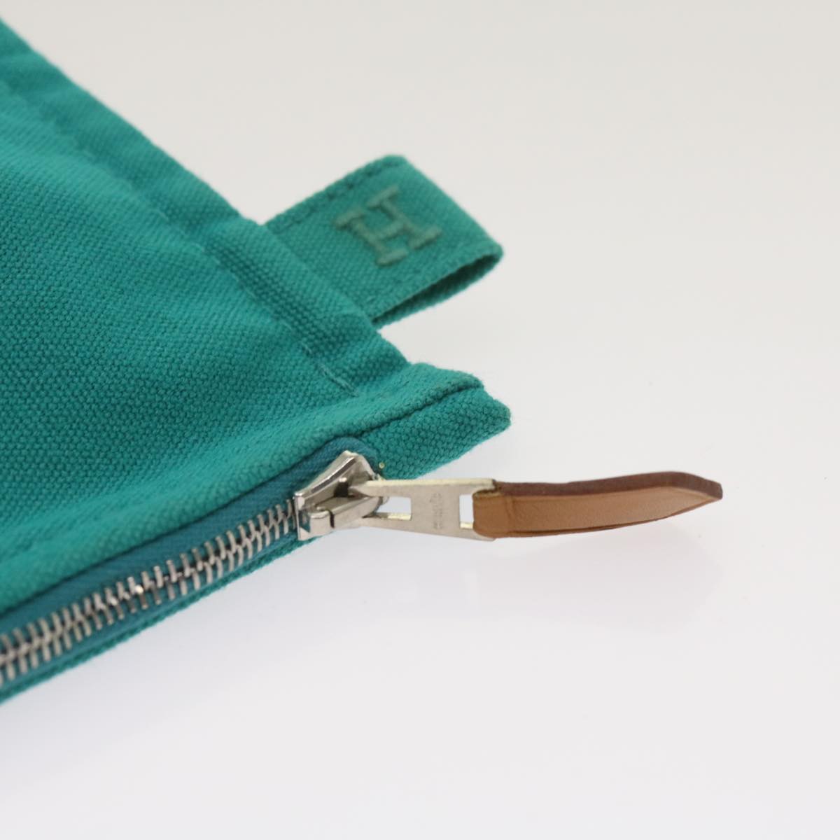 HERMES Pouch Canvas Turquoise Blue Auth ep3072