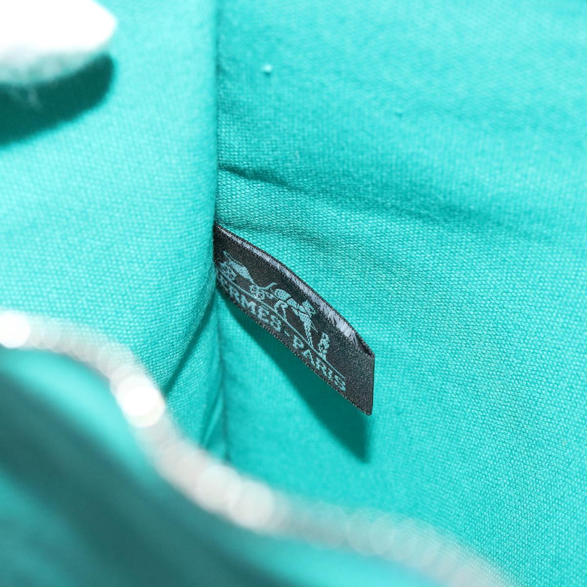HERMES Pouch Canvas Turquoise Blue Auth ep3072