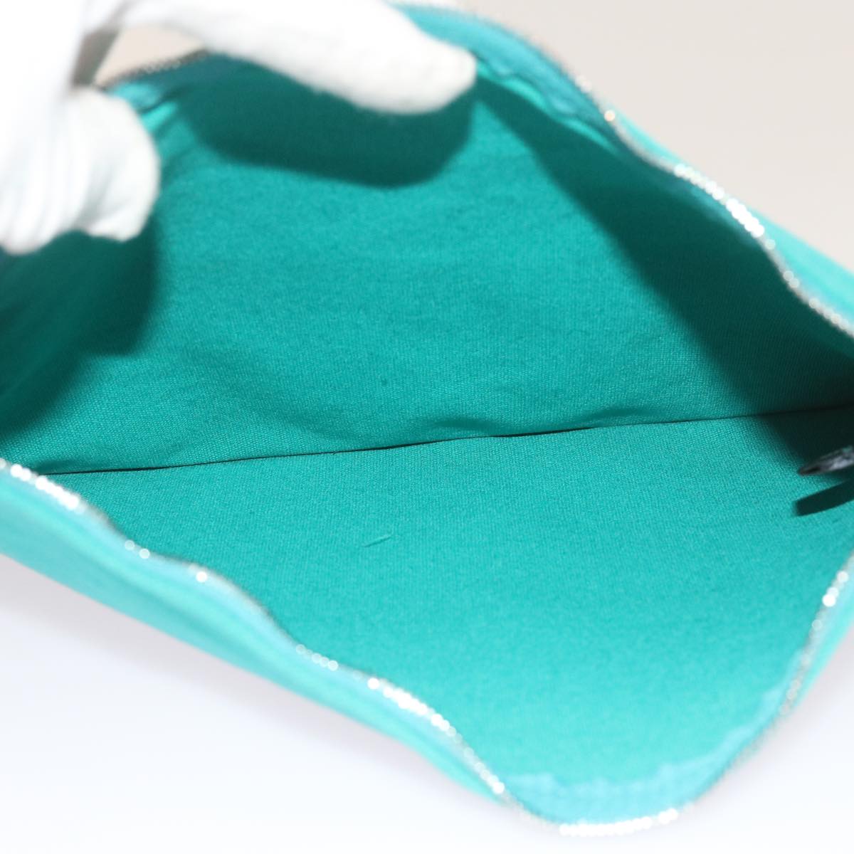 HERMES Pouch Canvas Turquoise Blue Auth ep3072