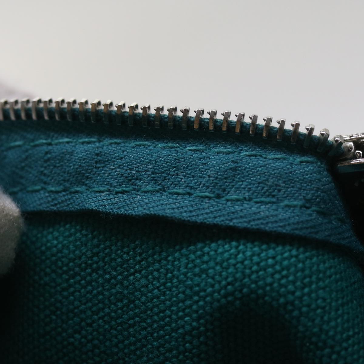 HERMES Pouch Canvas Turquoise Blue Auth ep3072