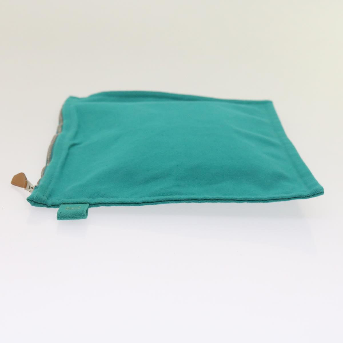 HERMES Pouch Canvas Turquoise Blue Auth ep3072