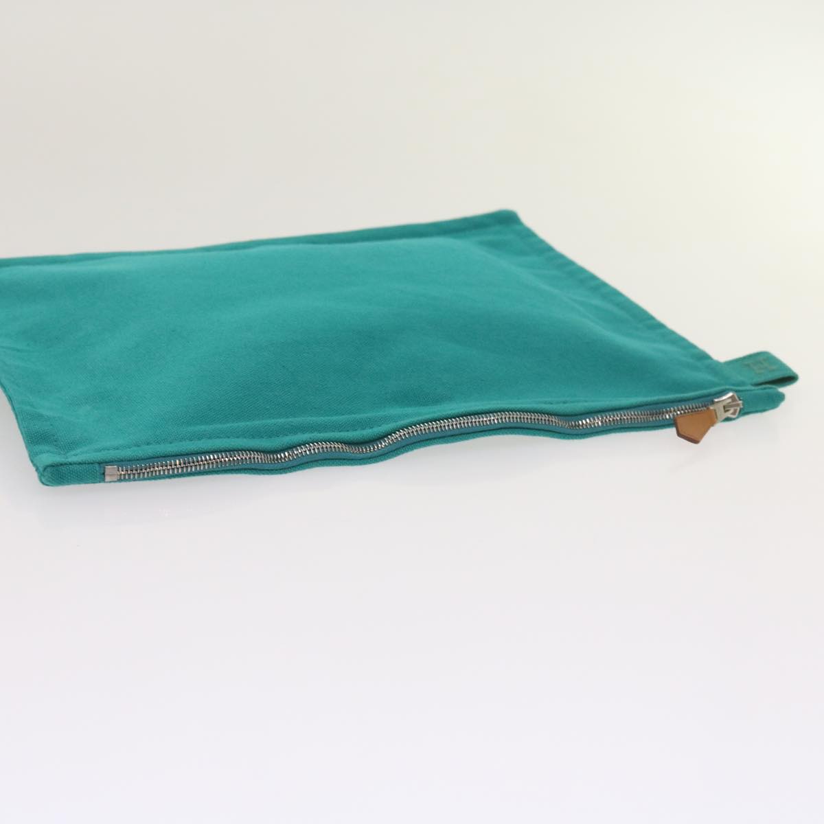 HERMES Pouch Canvas Turquoise Blue Auth ep3072