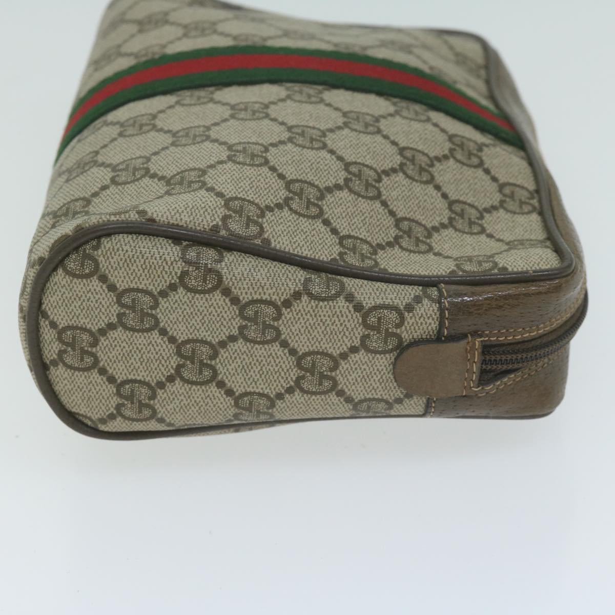 GUCCI GG Supreme Web Sherry Line Clutch Bag Beige Red 56 01 012 Auth ep3084