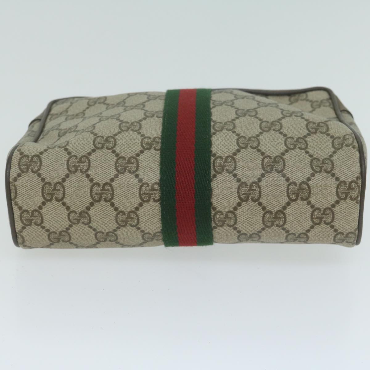 GUCCI GG Supreme Web Sherry Line Clutch Bag Beige Red 56 01 012 Auth ep3084