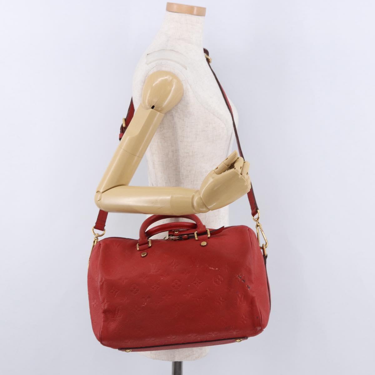 LOUIS VUITTON Monogram Empreinte Speedy Bandouliere 30 Bag 2way Red Auth ep3113