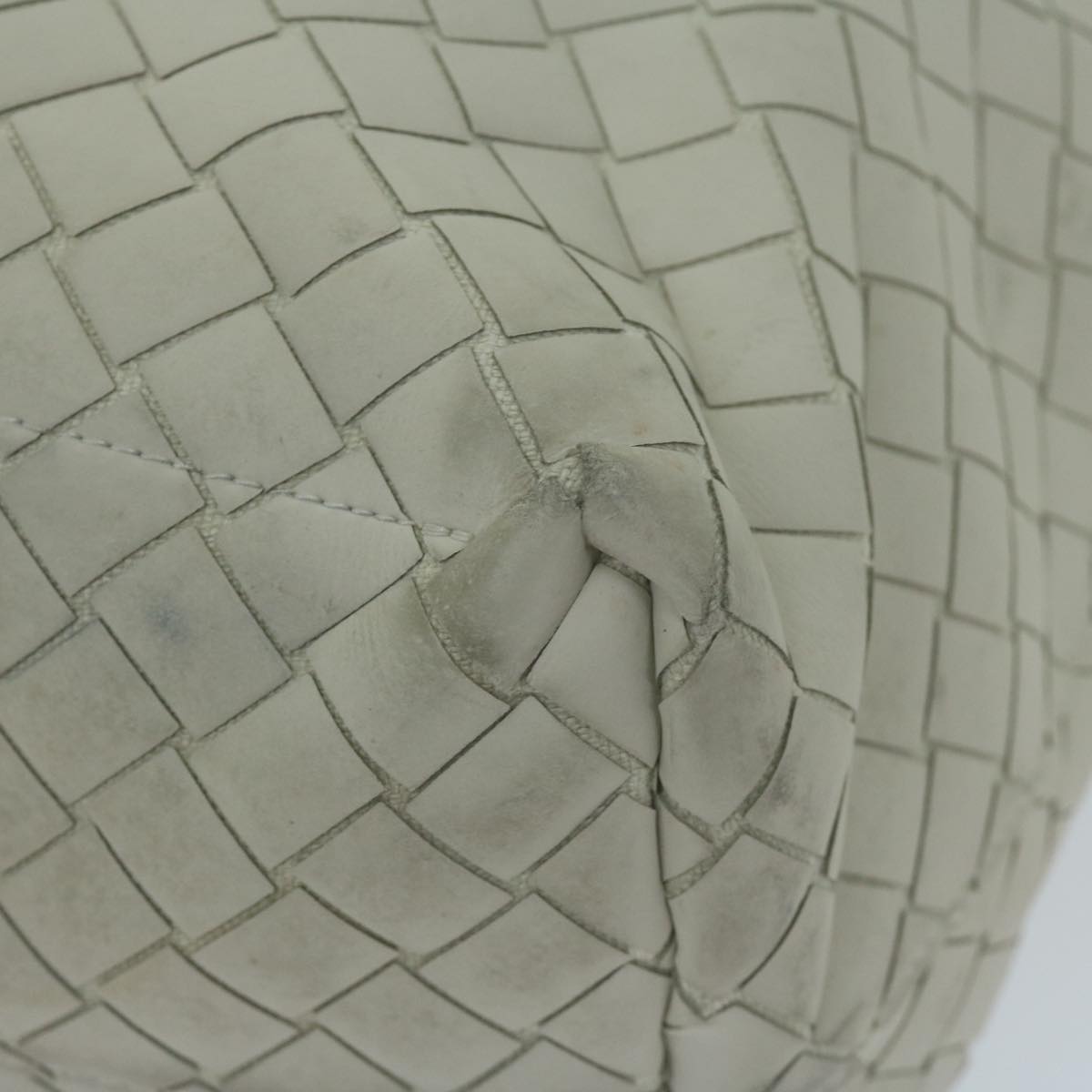 BOTTEGAVENETA INTRECCIATO Scorpito Tote Bag Leather White Auth ep3175