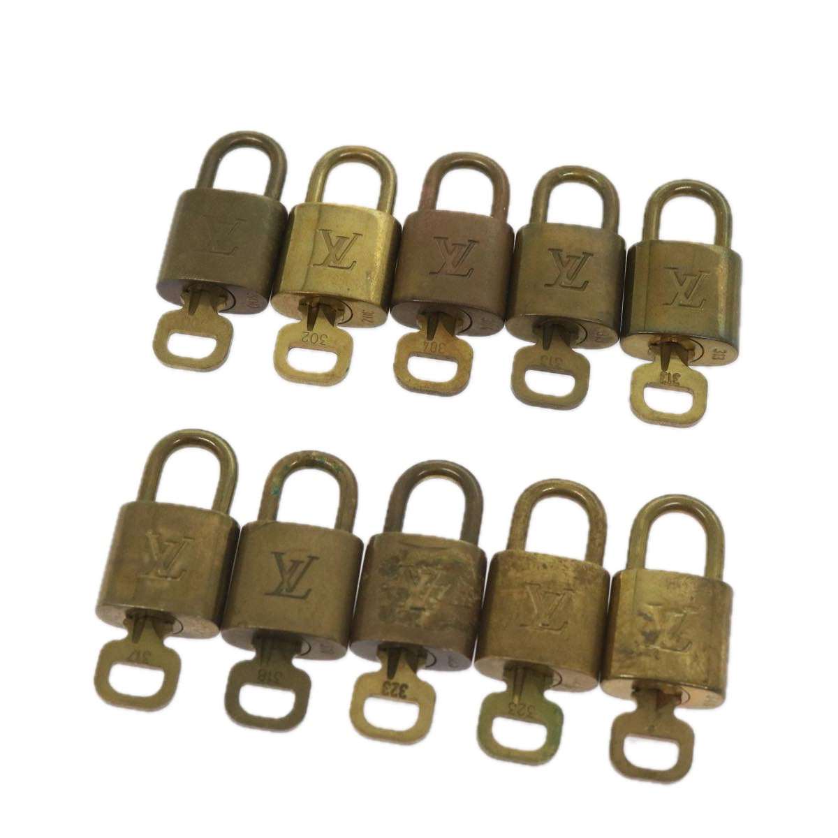 LOUIS VUITTON Padlock 10set Padlock Gold Tone LV Auth ep3232