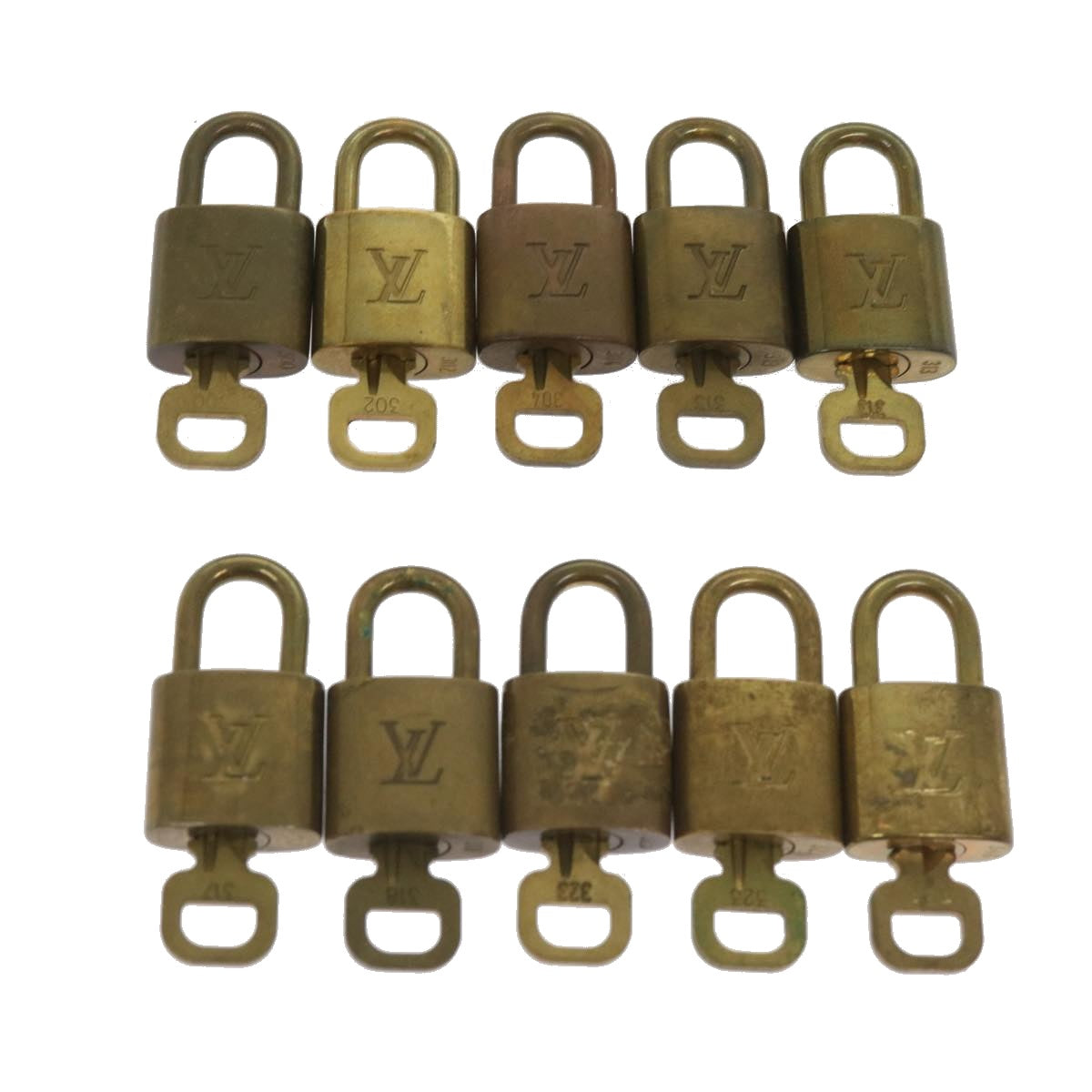 LOUIS VUITTON Padlock 10set Padlock Gold Tone LV Auth ep3232