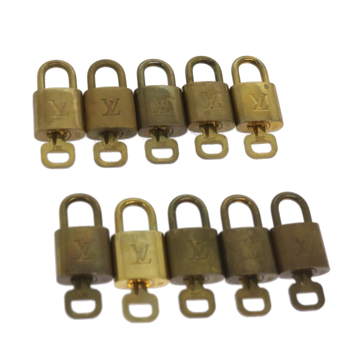LOUIS VUITTON Padlock 10set Padlock Gold Tone LV Auth ep3233