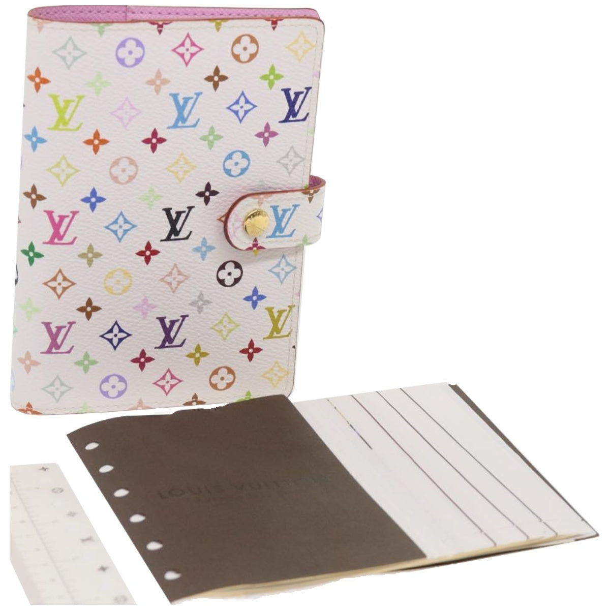LOUIS VUITTON Multicolor Agenda PM Day Planner Cover White R21074 LV Auth ep3309