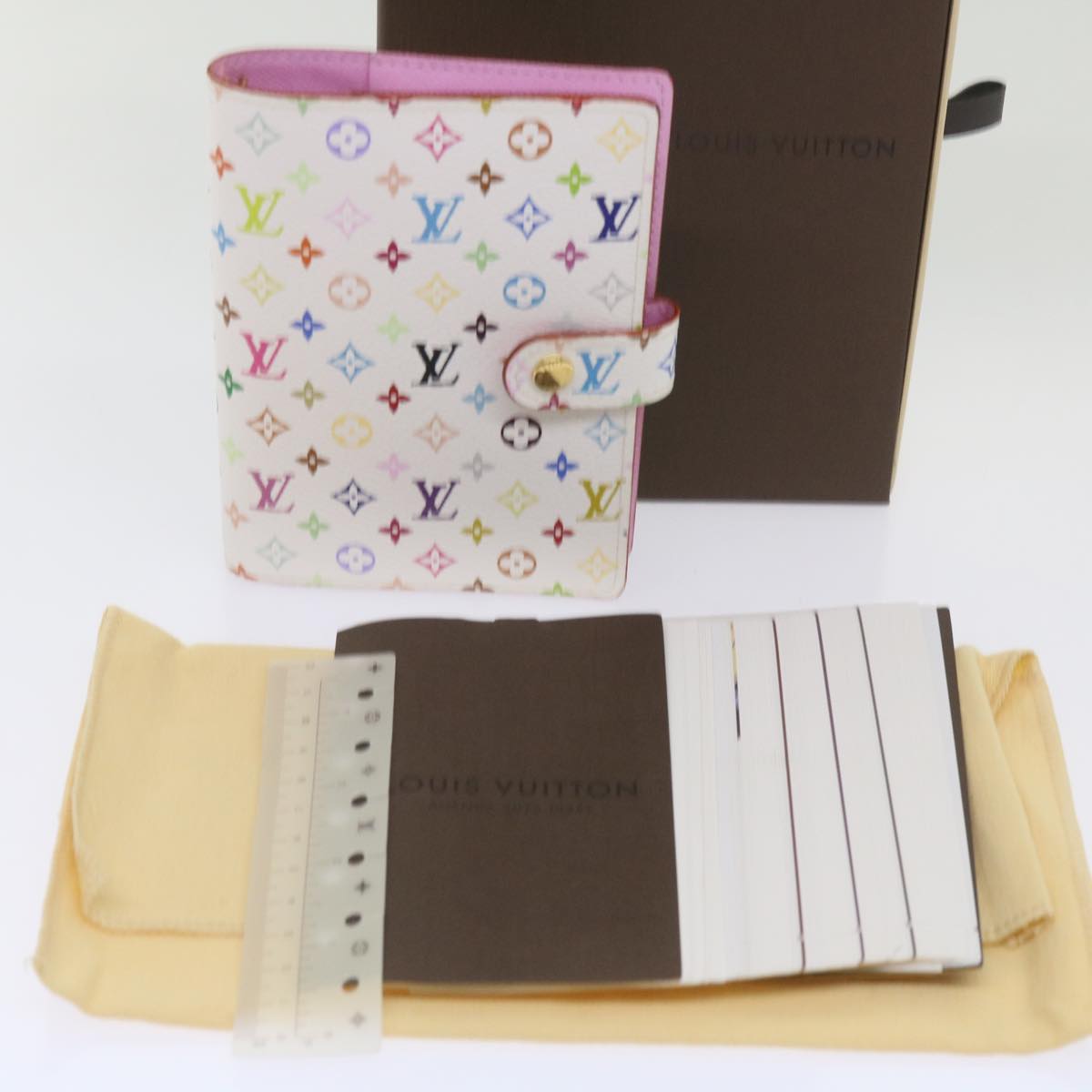 LOUIS VUITTON Multicolor Agenda PM Day Planner Cover White R21074 LV Auth ep3309