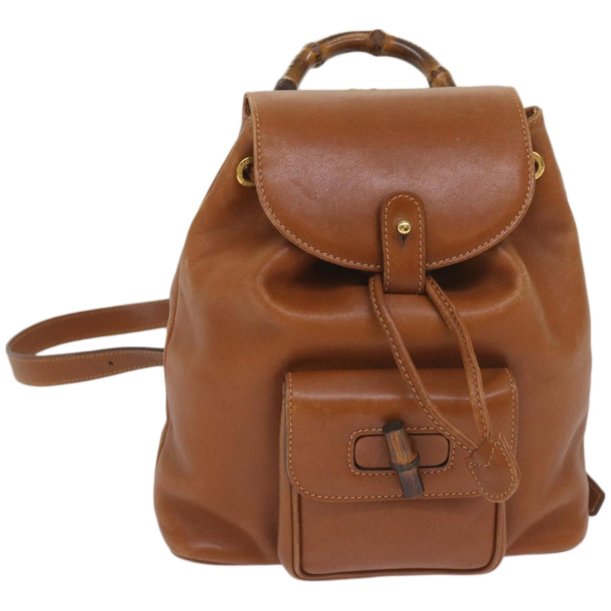 GUCCI Bamboo Backpack Leather Brown 003 2034 0030 Auth ep3319