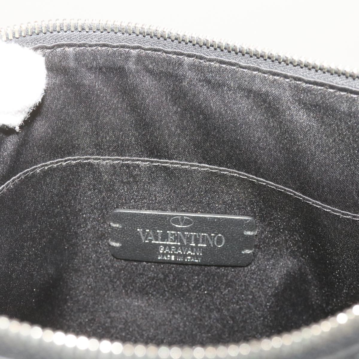 VALENTINO Clutch Bag Leather Black Auth ep3342