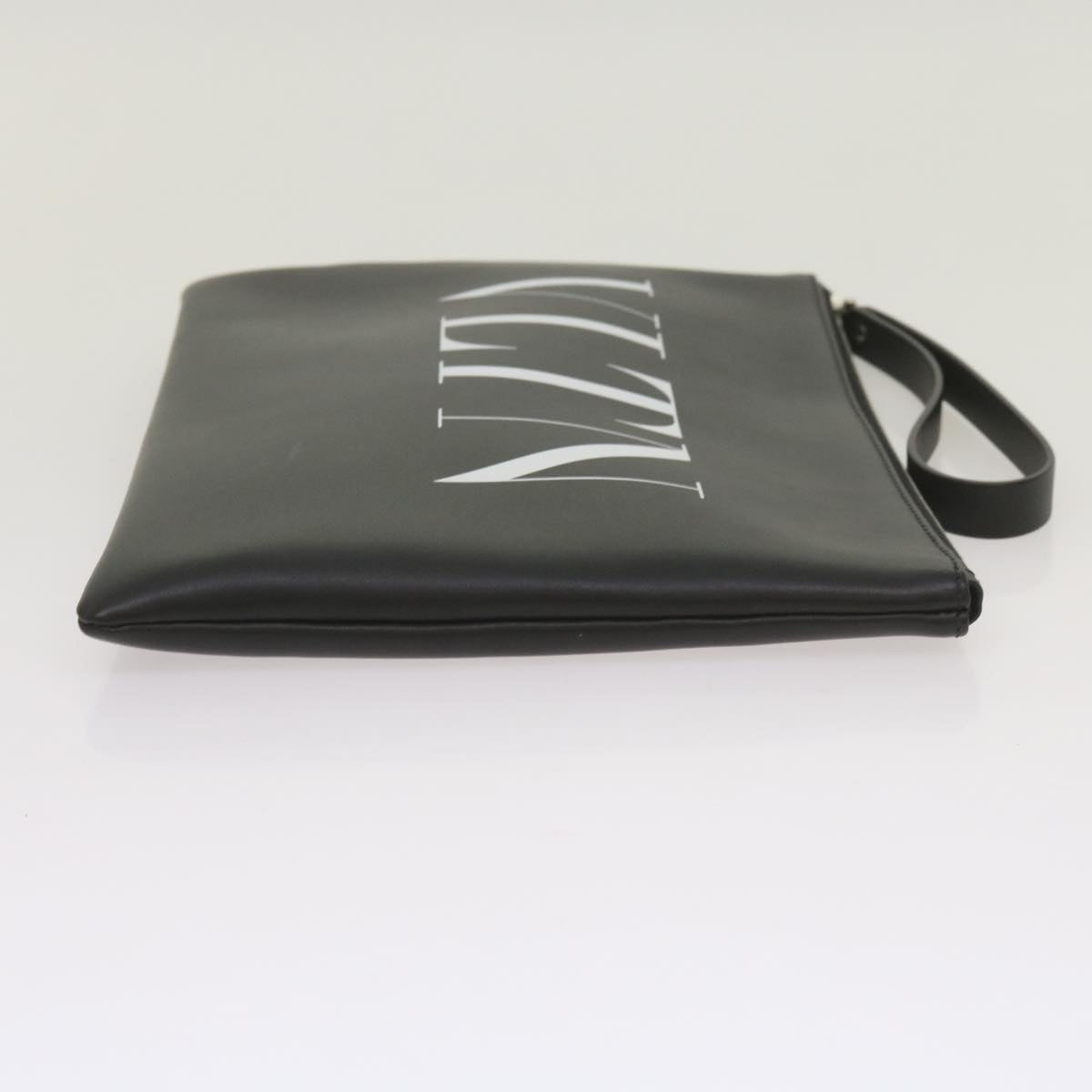 VALENTINO Clutch Bag Leather Black Auth ep3342