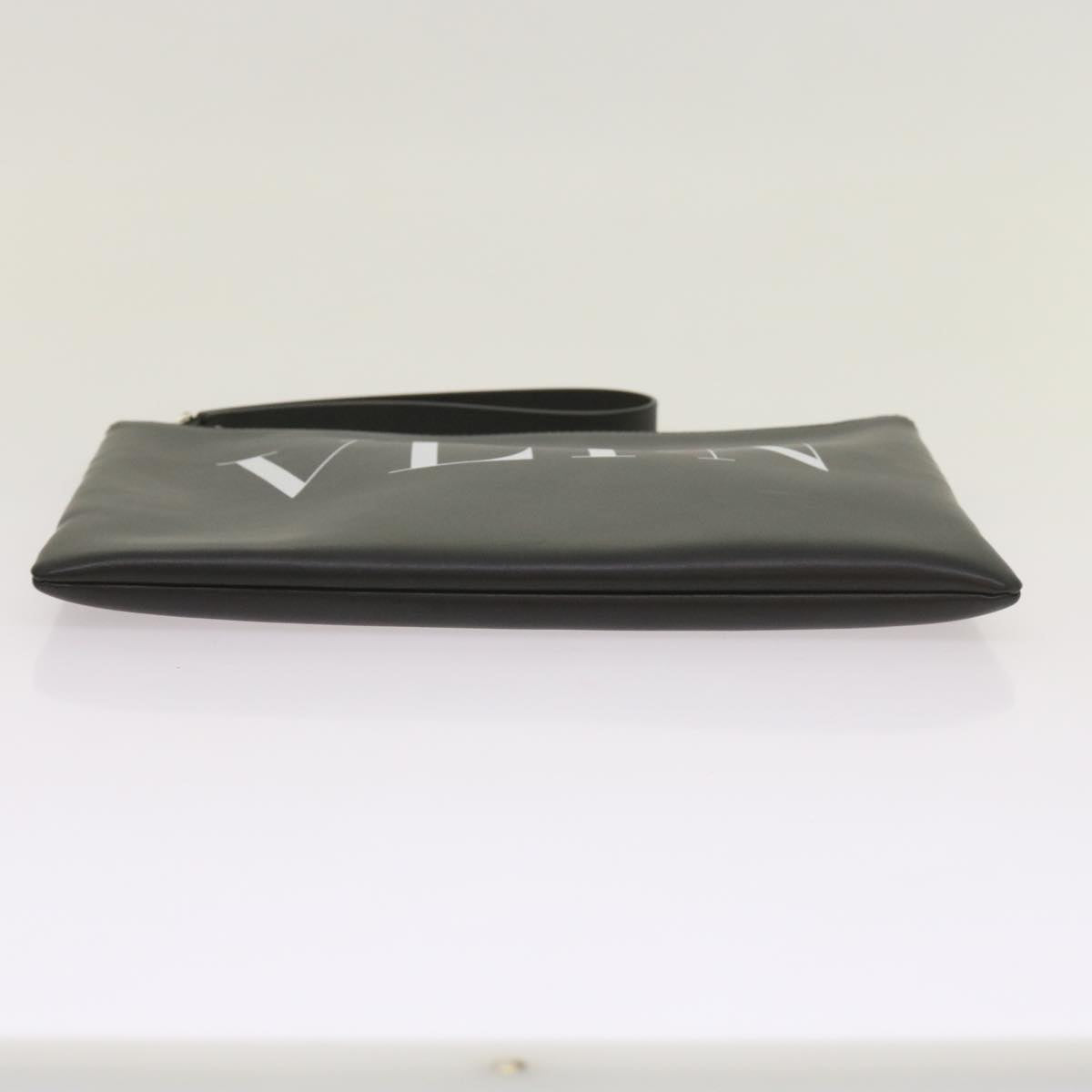 VALENTINO Clutch Bag Leather Black Auth ep3342