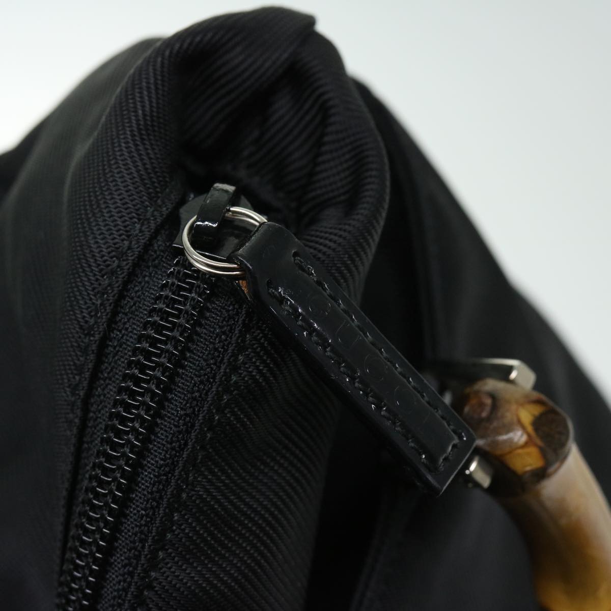 GUCCI Bamboo Hand Bag Nylon 2way Black 002 3754 0506 Auth ep3379