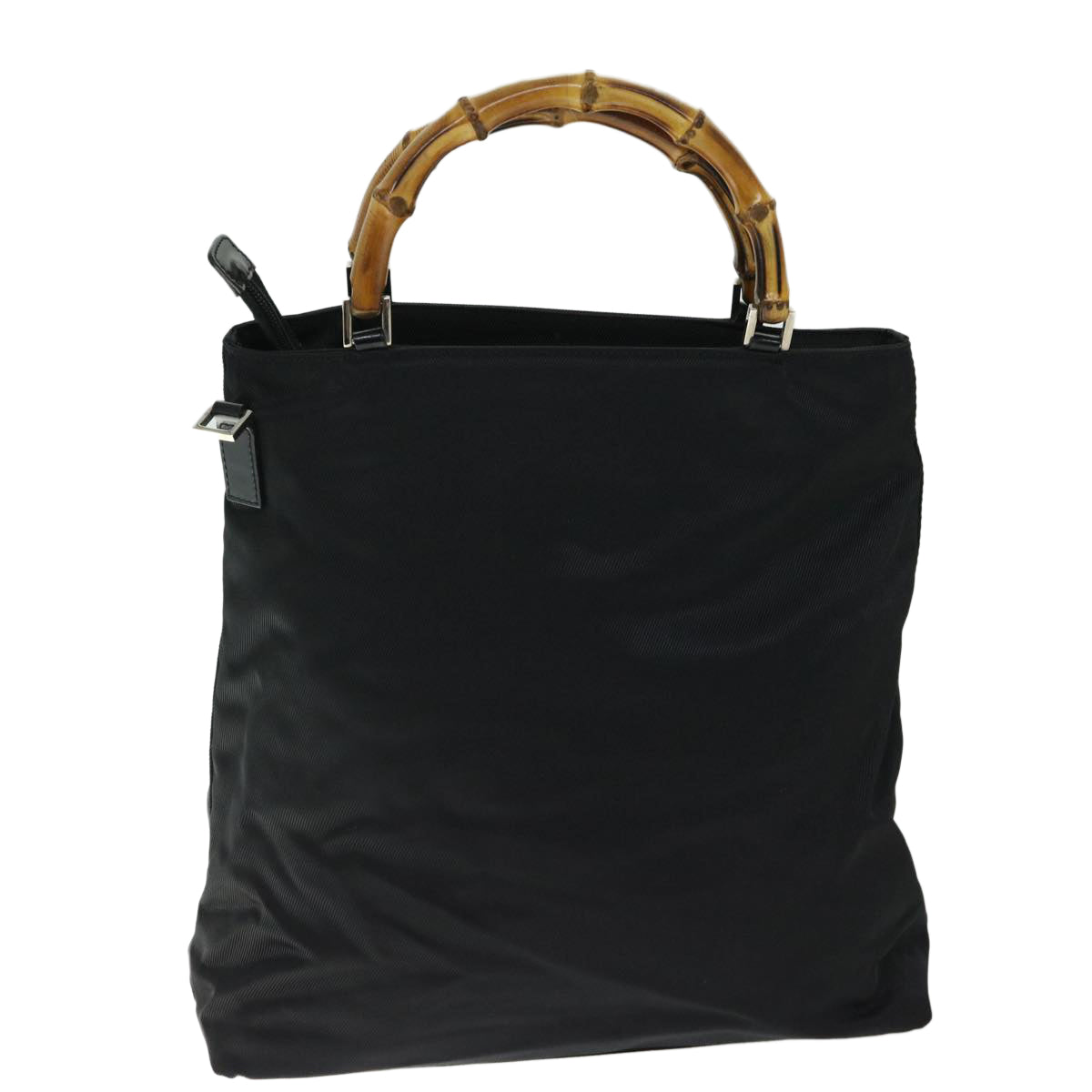 GUCCI Bamboo Hand Bag Nylon 2way Black 002 3754 0506 Auth ep3379