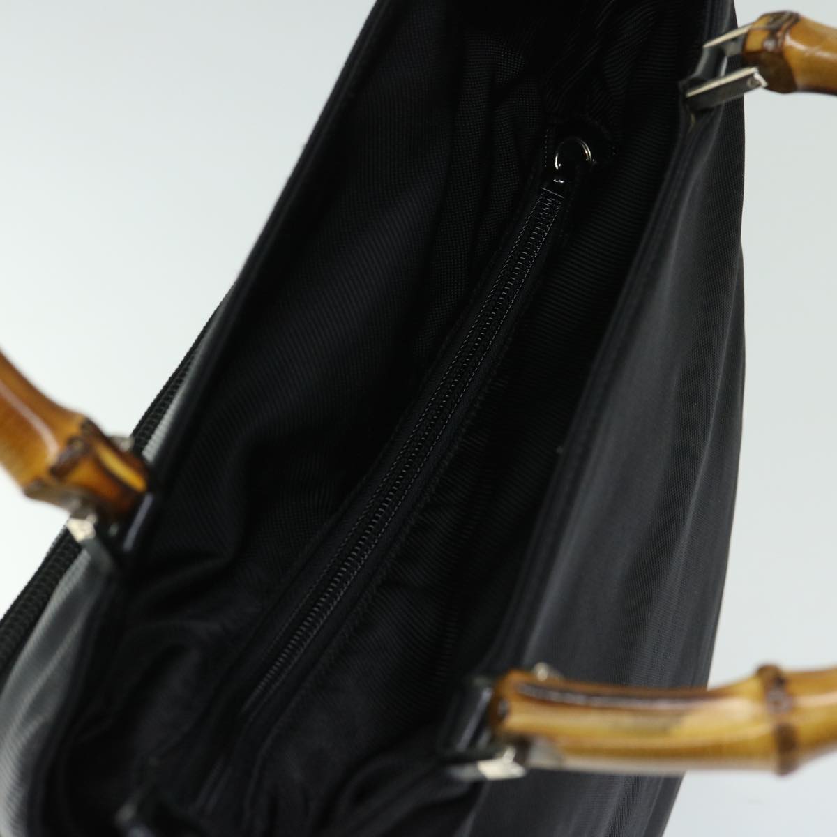 GUCCI Bamboo Hand Bag Nylon 2way Black 002 3754 0506 Auth ep3379