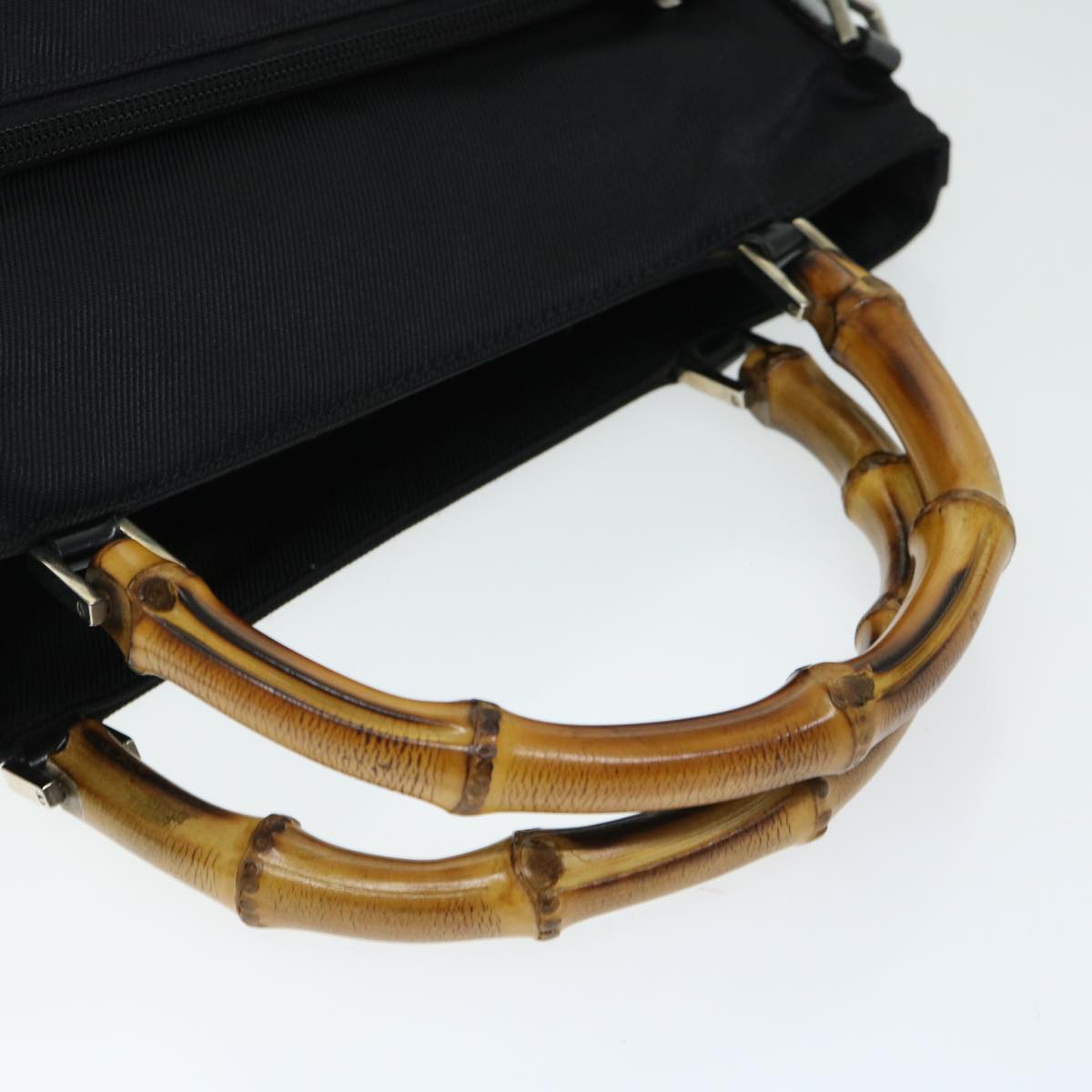GUCCI Bamboo Hand Bag Nylon 2way Black 002 3754 0506 Auth ep3379