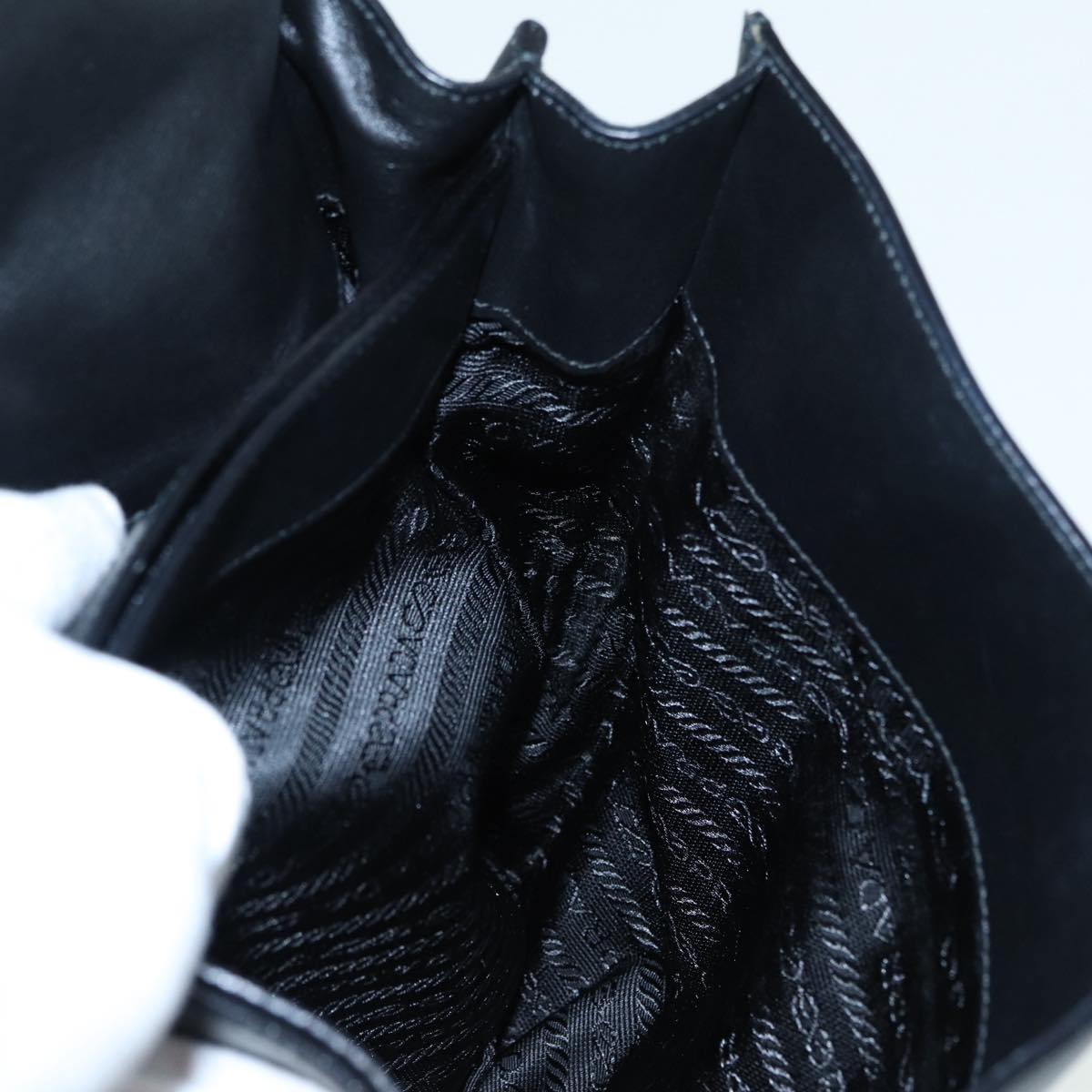 PRADA Shoulder Bag Leather Black Auth ep3608
