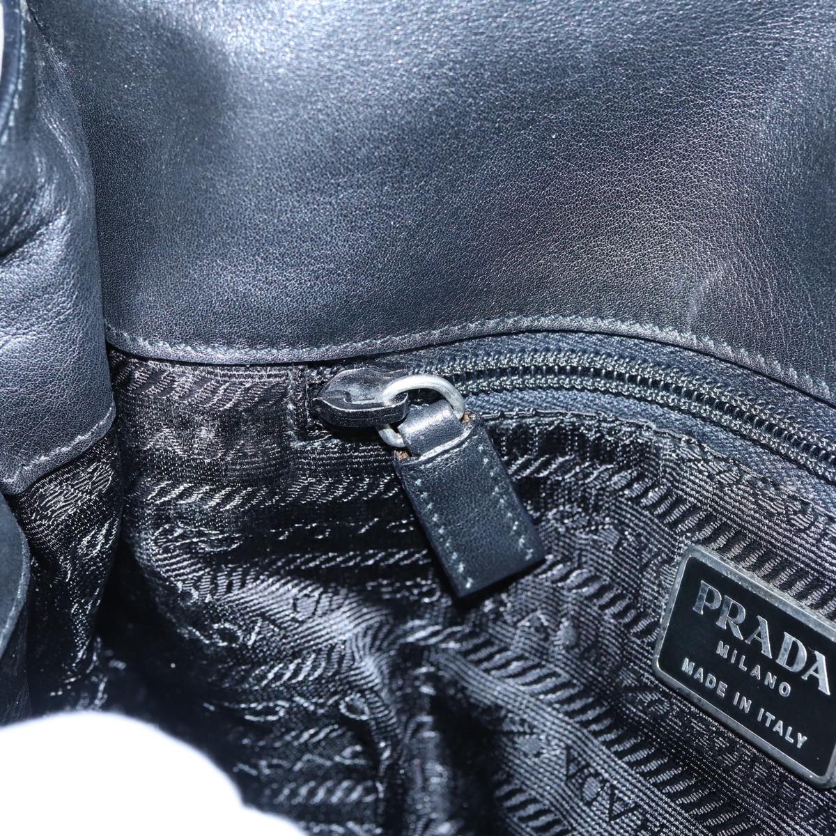 PRADA Shoulder Bag Leather Black Auth ep3608