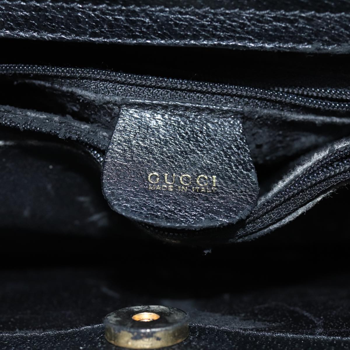 GUCCI Bamboo Hand Bag Leather Black 002 1095 0260 Auth ep4125