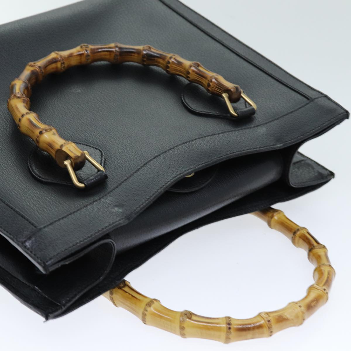 GUCCI Bamboo Hand Bag Leather Black 002 1095 0260 Auth ep4125