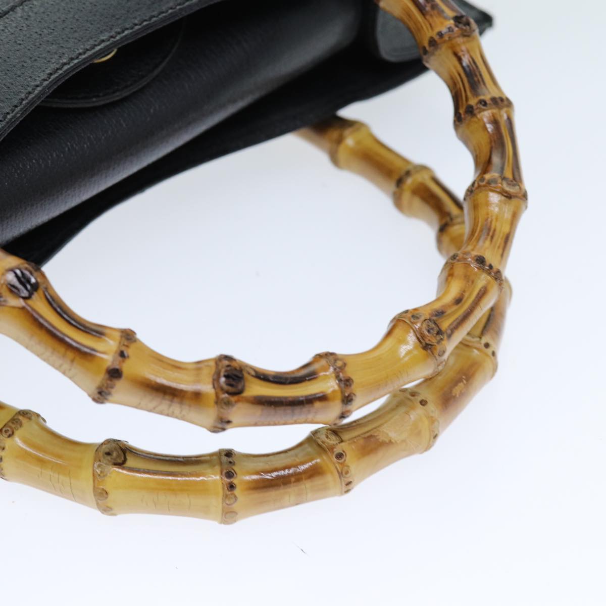 GUCCI Bamboo Hand Bag Leather Black 002 1095 0260 Auth ep4125