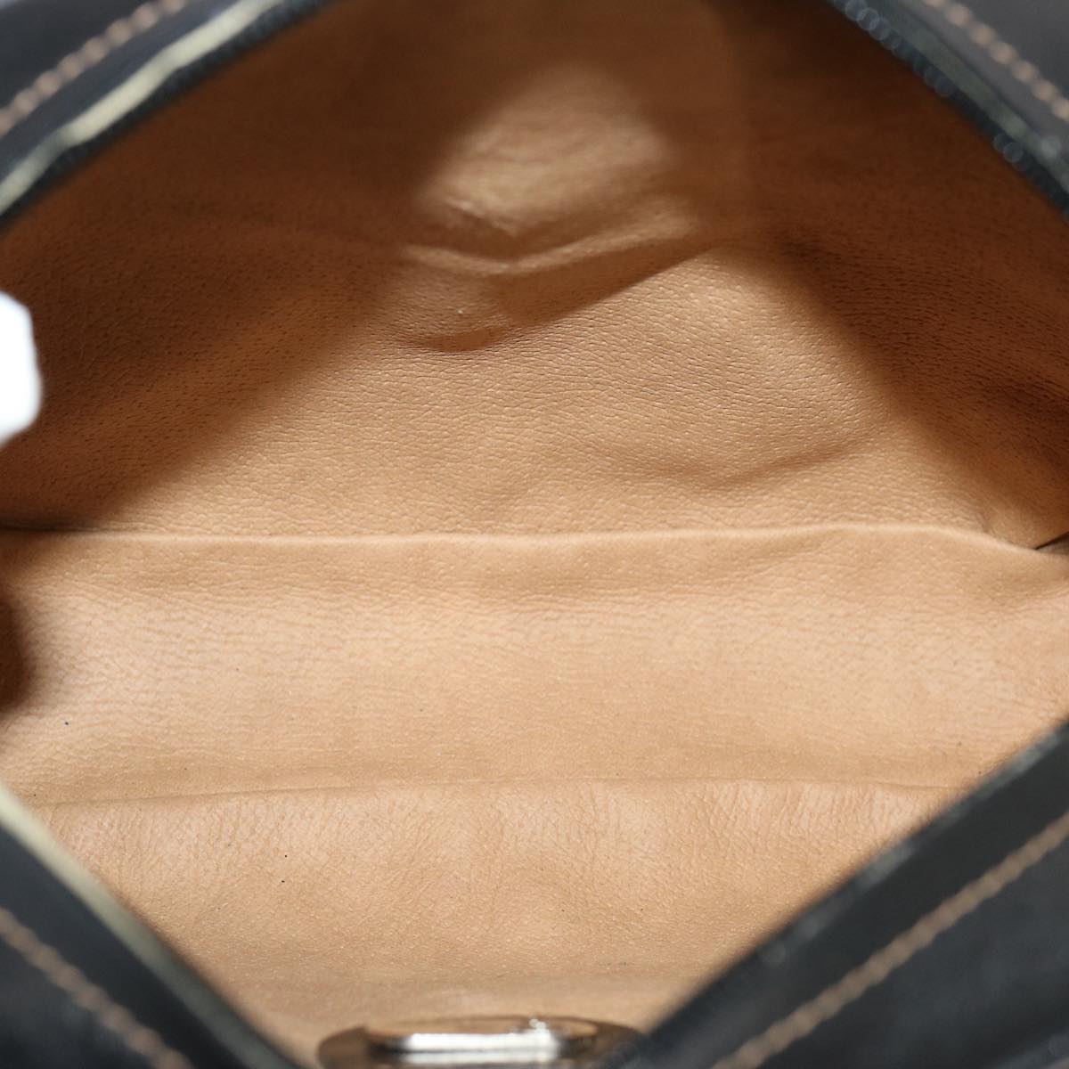 GUCCI Micro GG Canvas Shoulder Bag PVC Leather Beige Black Auth ep4221