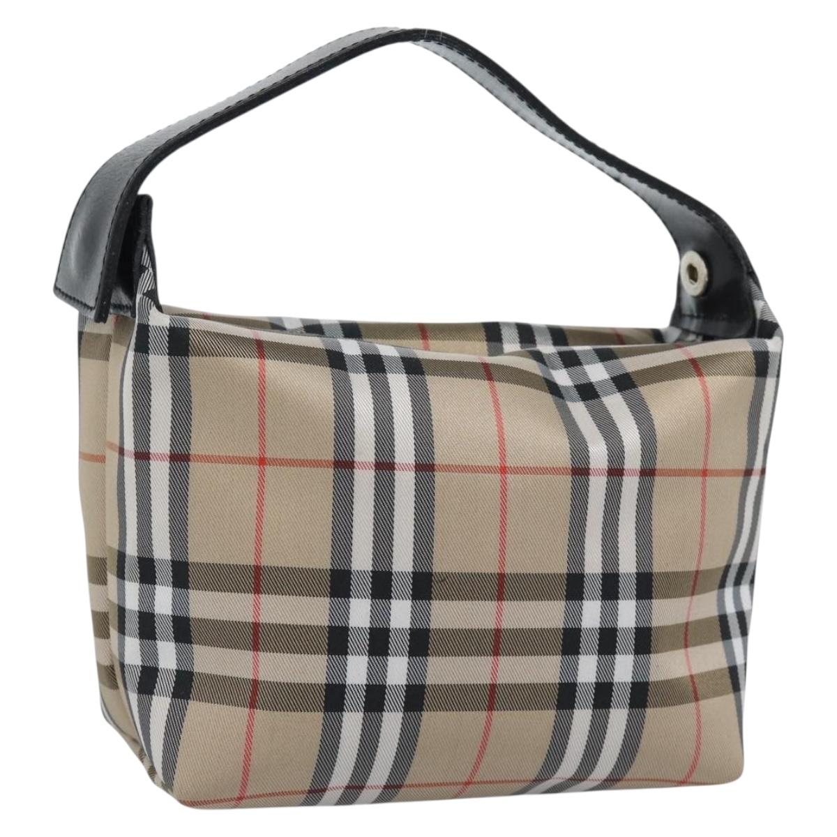 BURBERRY Pouch Nylon Beige Black Auth ep4226