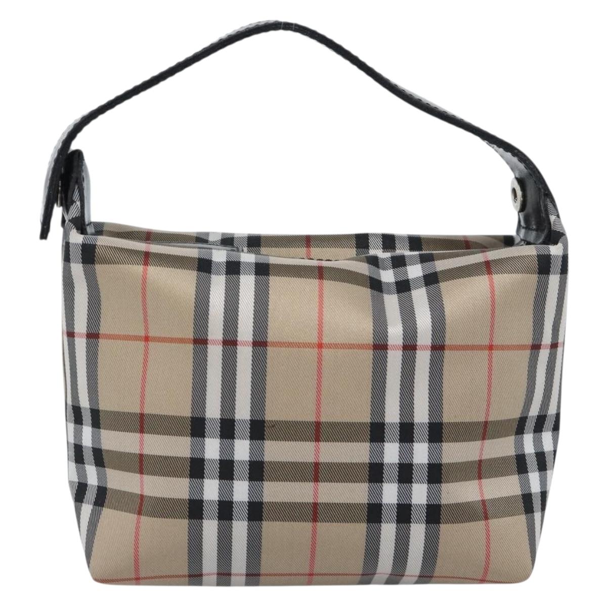 BURBERRY Pouch Nylon Beige Black Auth ep4226