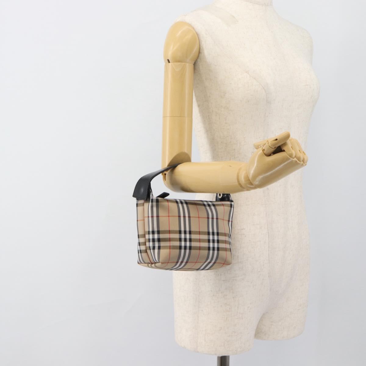 BURBERRY Pouch Nylon Beige Black Auth ep4226