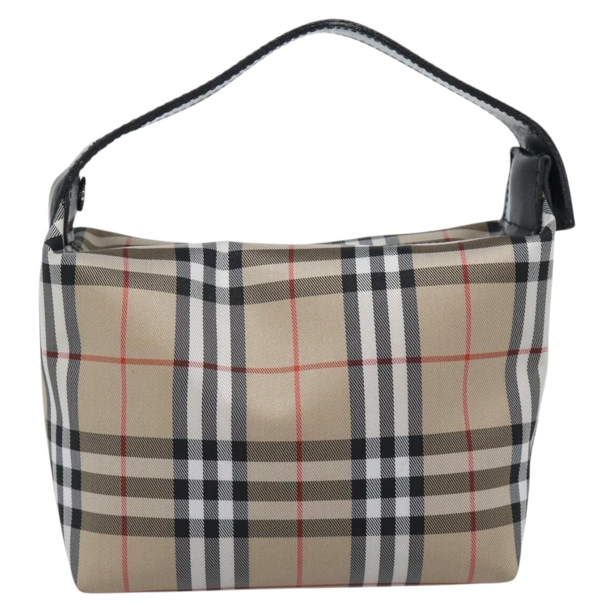 BURBERRY Pouch Nylon Beige Black Auth ep4226